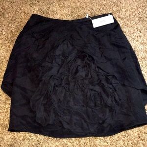 TERI JON NWT BLACK REAL SILK LINED FRONT DECOR LAYERED A LINE SKIRT SIZE 10